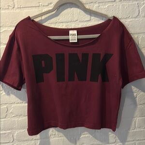 PINK Victoria's Secret Maroon Crop Top Short Sleeve